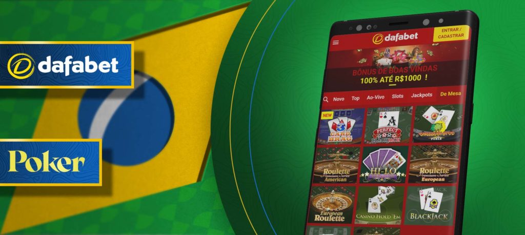 Póquer e outros jogos de cartas na aplicação Dafabet Android