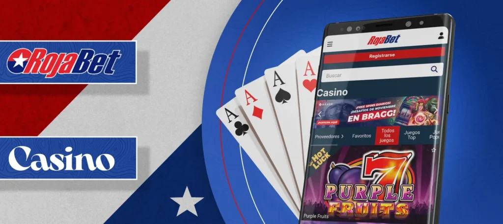 Sección de casino en la aplicación móvil Rojabet