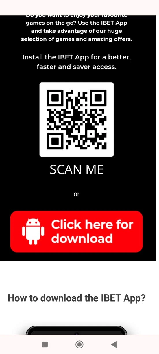 Escanea el código QR o sigue el enlace para descargar la app de Ibet en android, paso 2