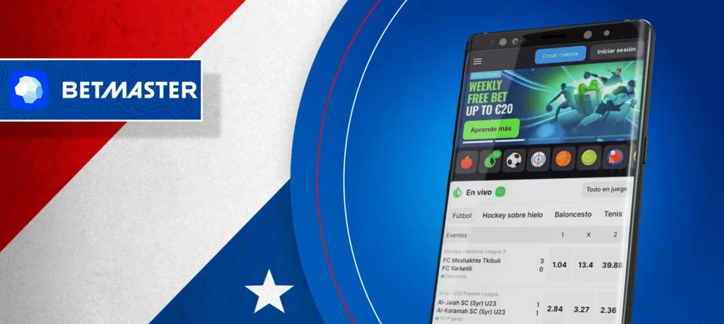 Aplicación móvil de la casa de apuestas Betmaster en Chile