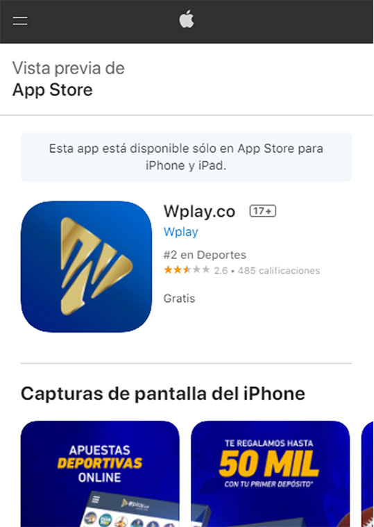 Busca  Wplay en la App Store