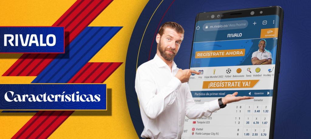 Todas las funciones principales de Rivalo App para móvil.