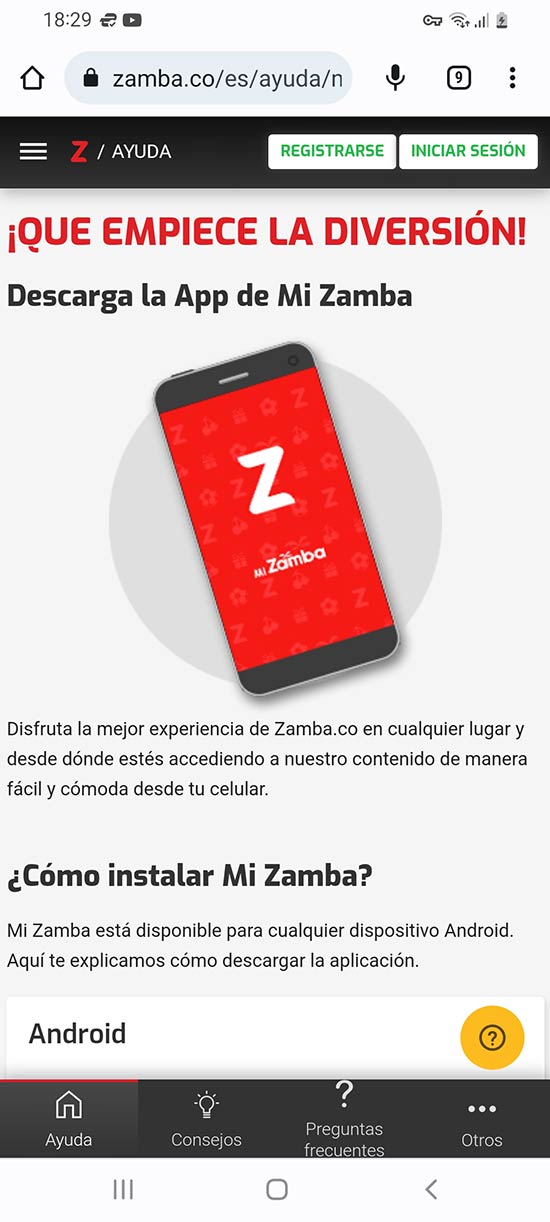 Instala el archivo APK de Zamba Android en tu dispositivo Paso 3