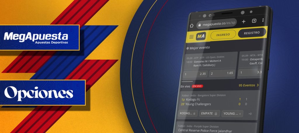 Captura de pantalla de la aplicación de línea de apuestas deportivas MegApuesta Colombia