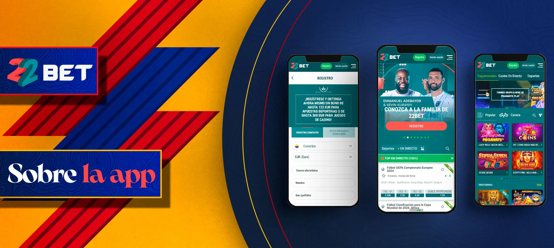 22Bet app interface