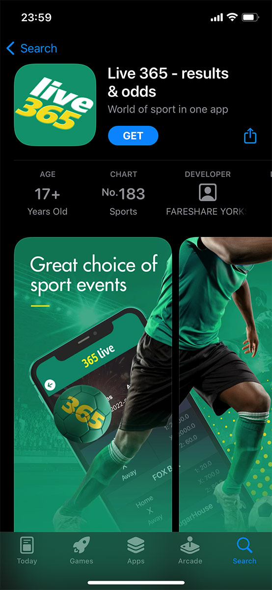 Accede a tu App Store y busca “bet365 – Sports Betting”.