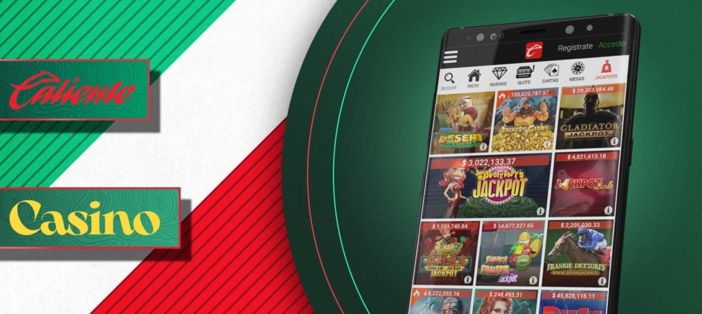 Todos los juegos de casino en la aplicación móvil de Caliente México