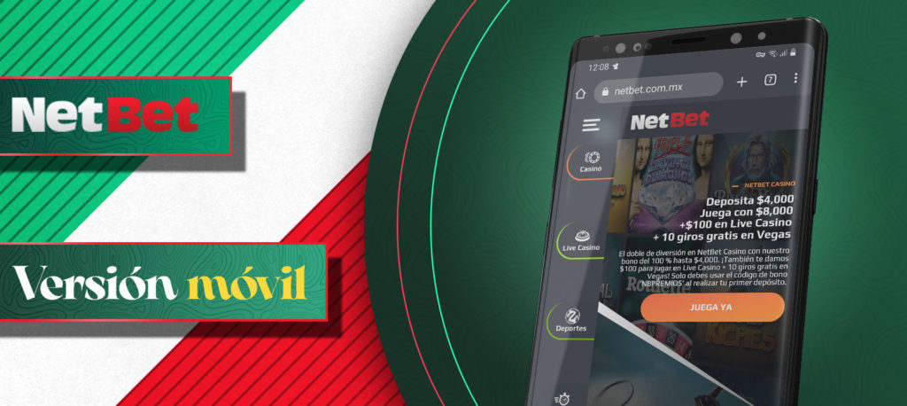 Versión móvil de la app de NetBet en México