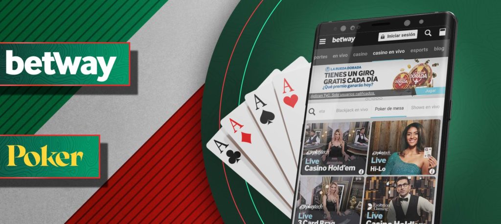 Sección de Póquer de la aplicación móvil de Betway