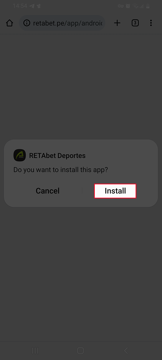 Instalación de la app Retabet en Android - Paso 4