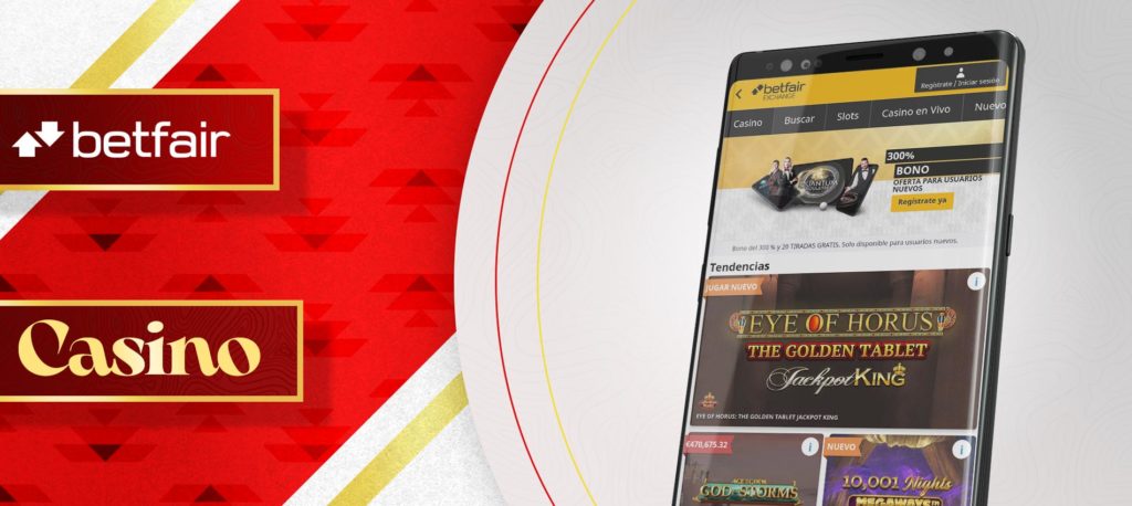 Juegos de casino en la aplicación móvil de Betfair para Android