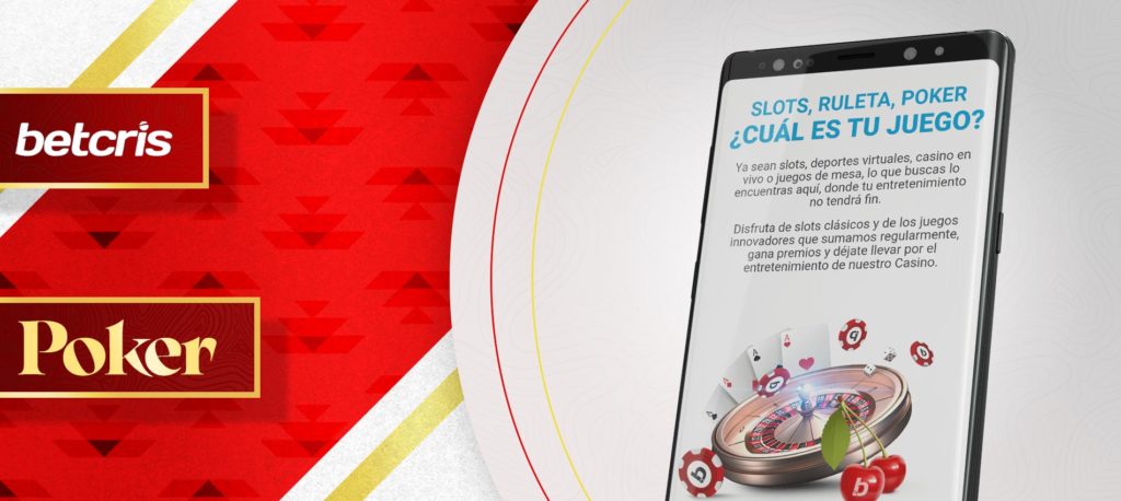 Póker y otros juegos en la aplicación móvil de Betcris en Android