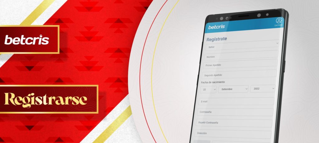 Proceso de registro de la aplicación móvil de Betcris en Android