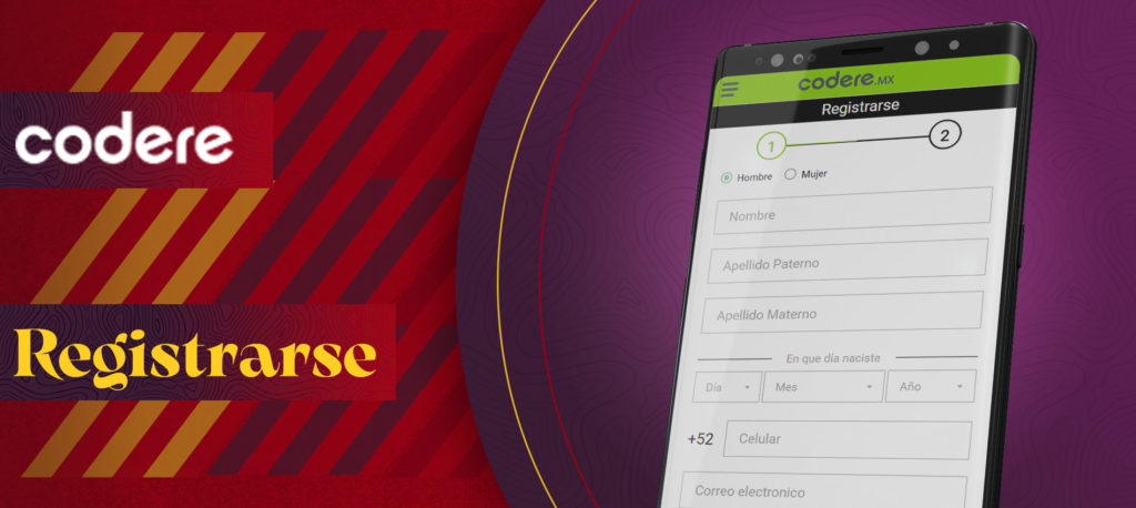 All steps of the registration process on the codere betting platform.