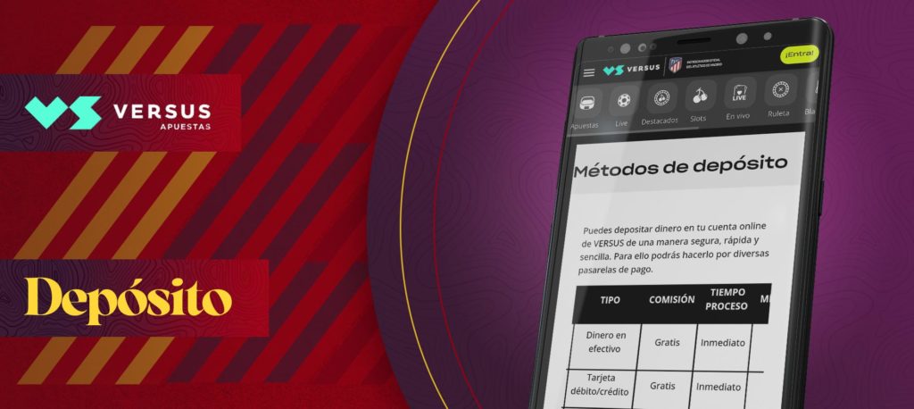 Todos los métodos de pago en la aplicación móvil de Versus en España
