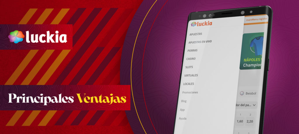 Todas las funciones principales de Luckia App para móvil.
